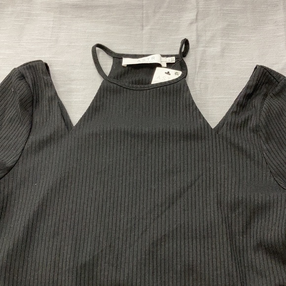 Astr ribbed long sleeve bodysuit keyhole sleeve black large - Picture 2 of 2